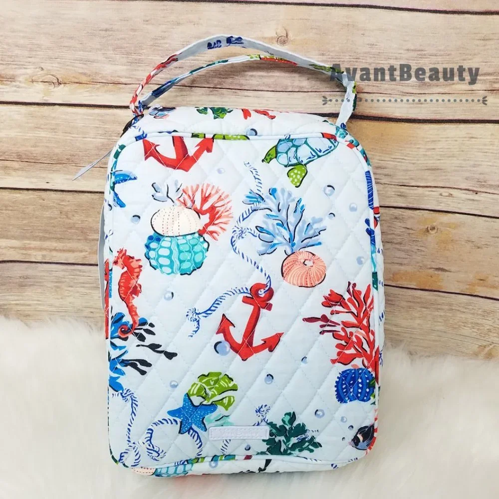 Vera Bradley Large Essential Backpack Anchors Aweigh Lunch Bunch Set Cotton Blue - Picture 4 of 16